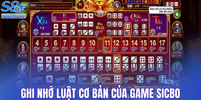 Ghi nhớ luật cơ bản của game Sicbo