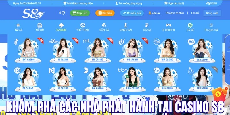 Khám phá các nhà phát hành tại casino S8